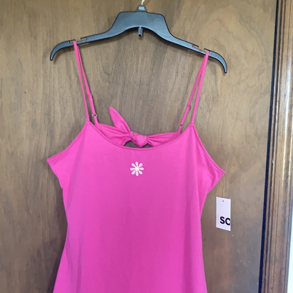 SO tie back bodycon mini dress pink w embroidered size XL jr - Picture 14 of 17